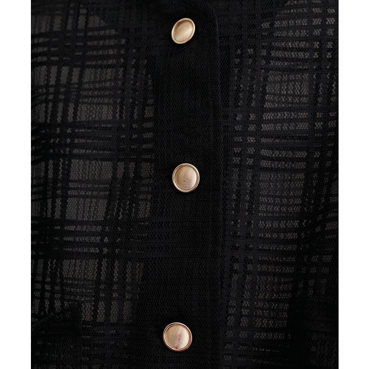 【natural couture】シアーチェックノーカラーショートジャケット | NICE CLAUP / OLIVE des OLIVE　OUTLET | 詳細画像16 