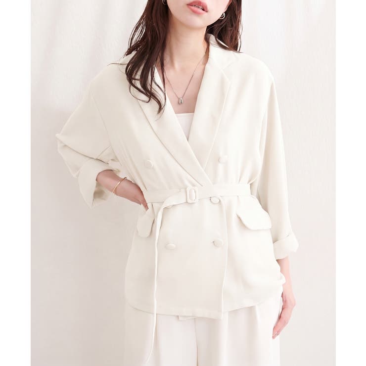 natural couture】ベルト付きシアージャケット[品番：NCLW0019140 
