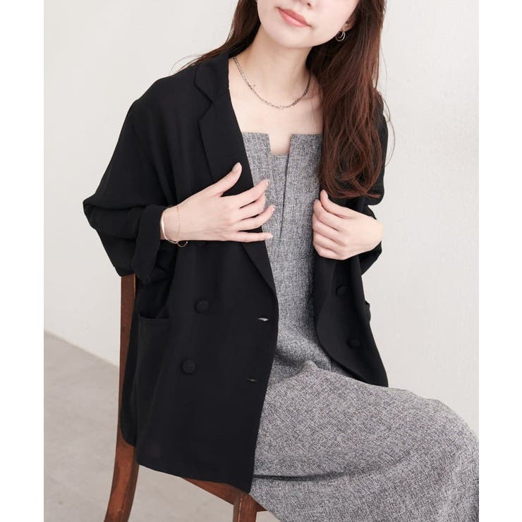 ブラック | 【natural couture】ベルト付きシアージャケット | NICE CLAUP / OLIVE des OLIVE　OUTLET