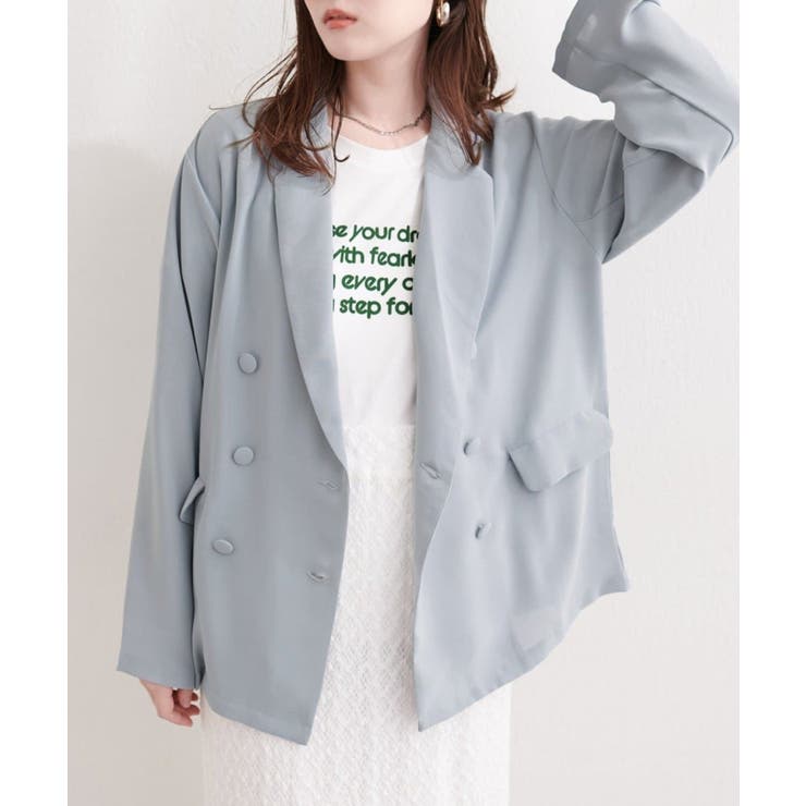 サックス | 【natural couture】ベルト付きシアージャケット | NICE CLAUP / OLIVE des OLIVE　OUTLET