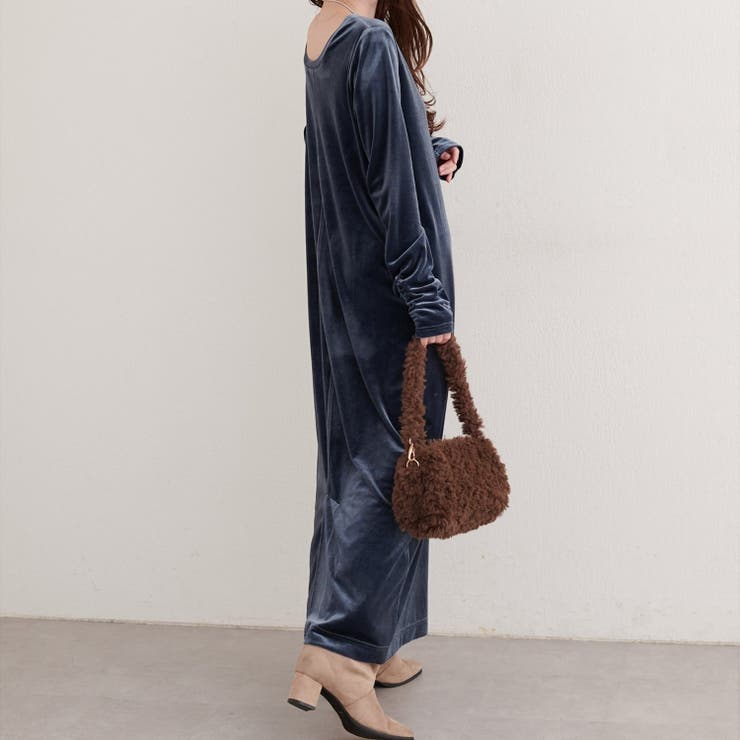 【natural couture】袖口シャーリングベロアワンピース | NICE CLAUP / OLIVE des OLIVE　OUTLET | 詳細画像17 