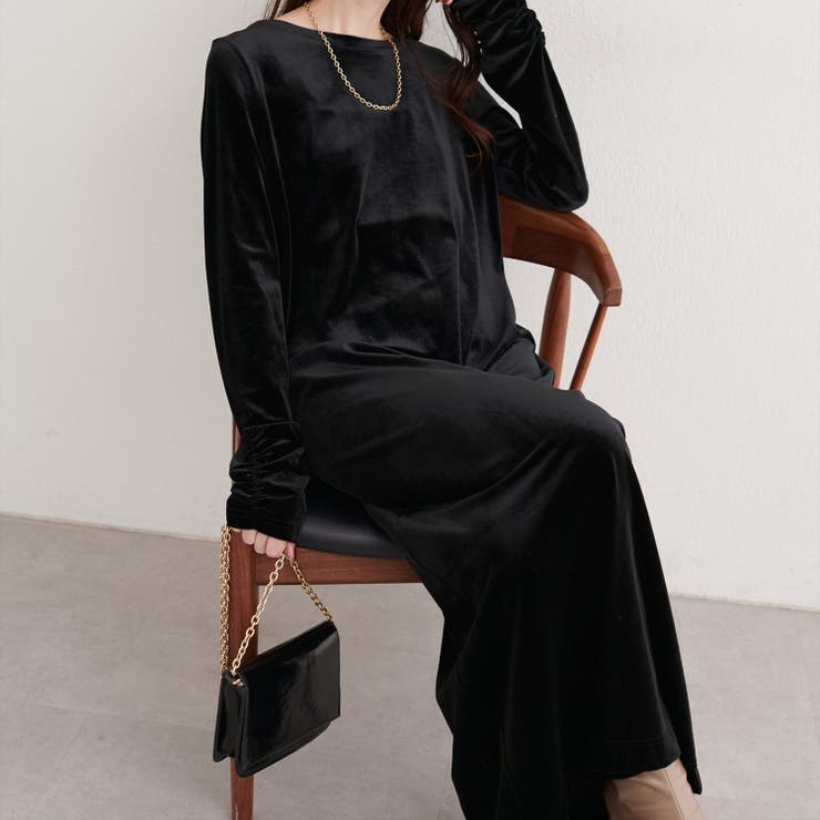 【natural couture】袖口シャーリングベロアワンピース | NICE CLAUP / OLIVE des OLIVE　OUTLET | 詳細画像18 