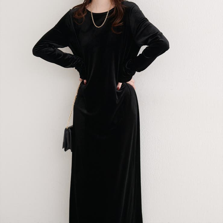 【natural couture】袖口シャーリングベロアワンピース | NICE CLAUP / OLIVE des OLIVE　OUTLET | 詳細画像19 