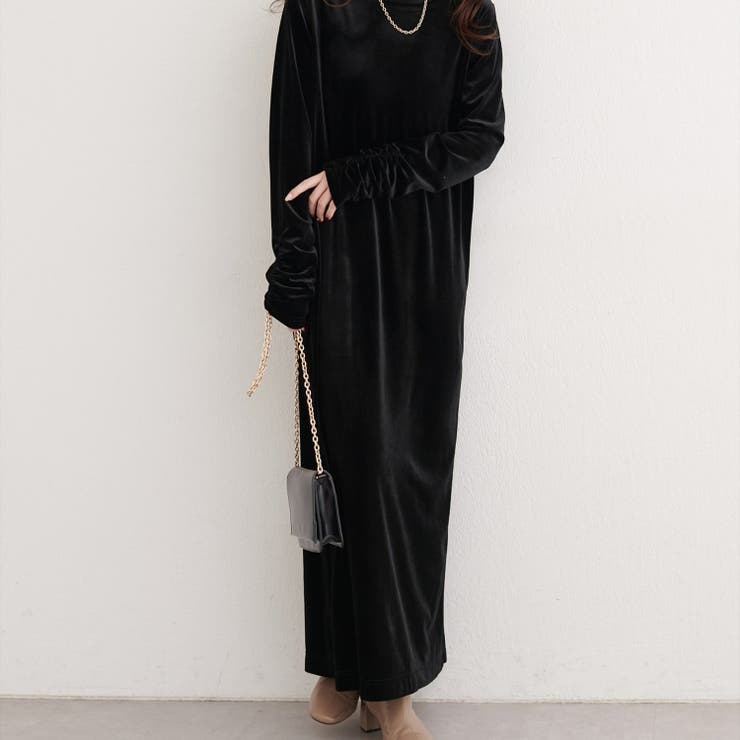 【natural couture】袖口シャーリングベロアワンピース | NICE CLAUP / OLIVE des OLIVE　OUTLET | 詳細画像20 