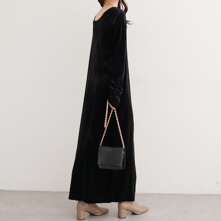 【natural couture】袖口シャーリングベロアワンピース | NICE CLAUP / OLIVE des OLIVE　OUTLET | 詳細画像21 