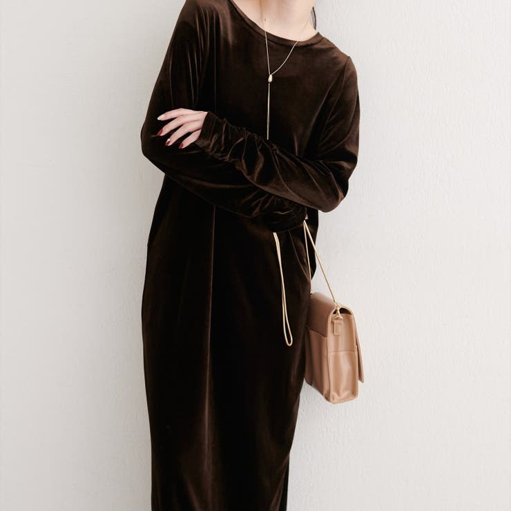 【natural couture】袖口シャーリングベロアワンピース | NICE CLAUP / OLIVE des OLIVE　OUTLET | 詳細画像7 