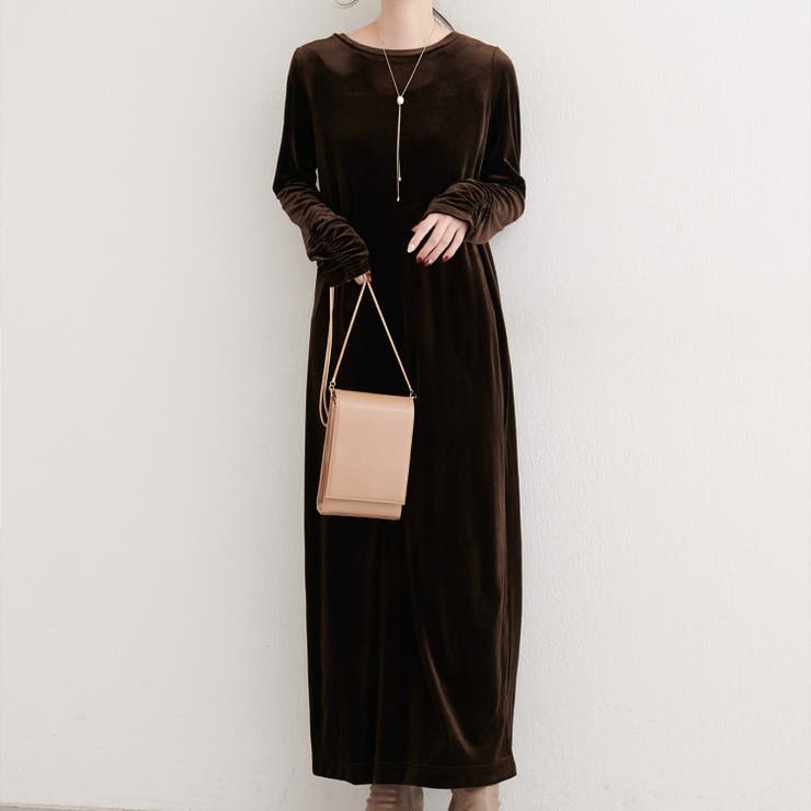 【natural couture】袖口シャーリングベロアワンピース | NICE CLAUP / OLIVE des OLIVE　OUTLET | 詳細画像8 