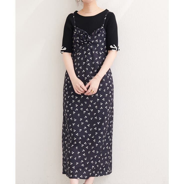 ブラック | 【natural couture】フルーツ柄キャミワンピース | NICE CLAUP / OLIVE des OLIVE　OUTLET