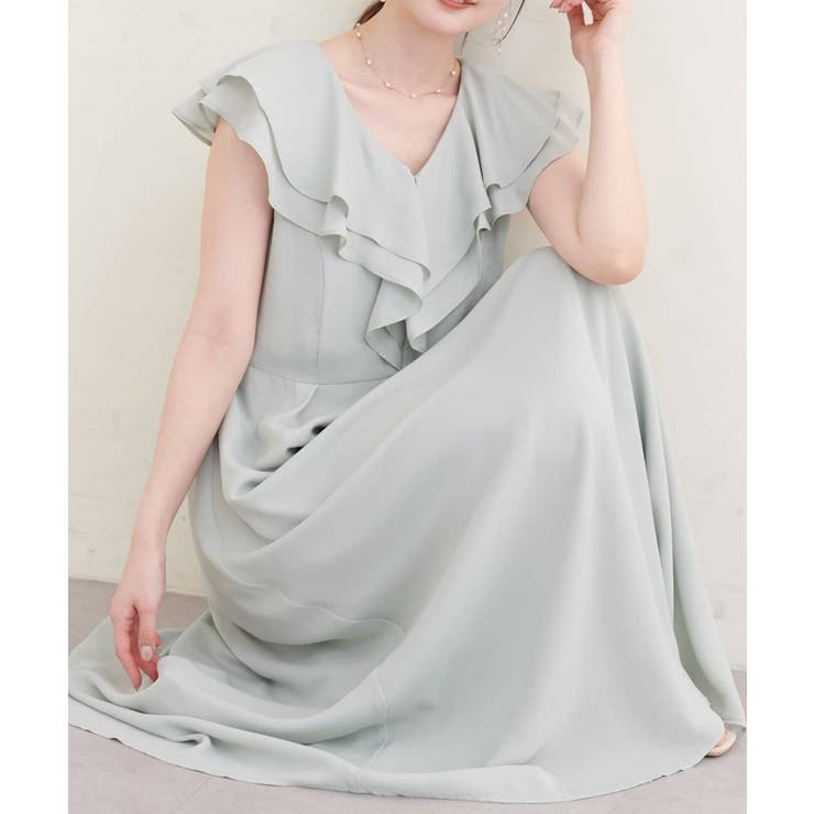 ミント | 【natural couture】フリルカラーノースリワンピース | NICE CLAUP / OLIVE des OLIVE　OUTLET
