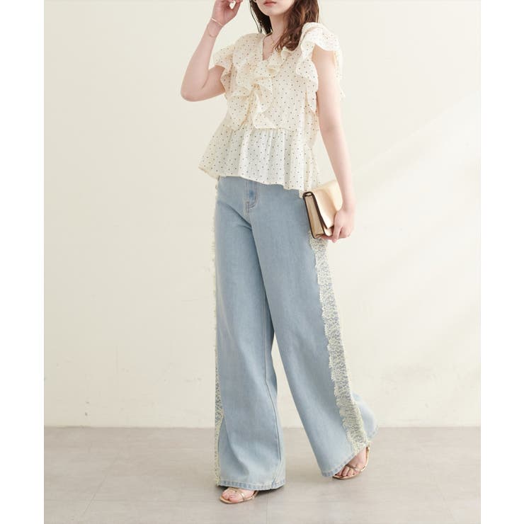 【natural couture】12OZデニム脇レースパンツ | NICE CLAUP / OLIVE des OLIVE　OUTLET | 詳細画像4 