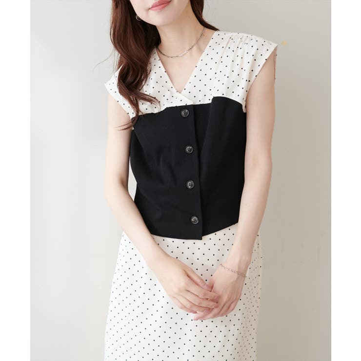 【natural couture】リブ使いTOPS×ギャザー切り替えスカートSE… | NICE CLAUP / OLIVE des OLIVE　OUTLET | 詳細画像1 