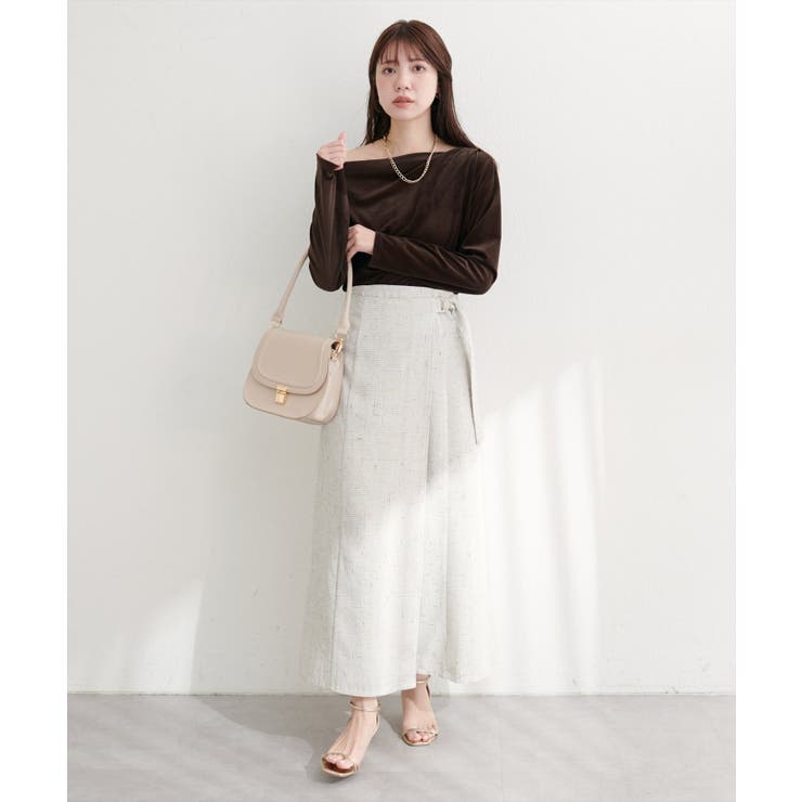 【natural couture】ラップ風ツイードスカート | NICE CLAUP / OLIVE des OLIVE　OUTLET | 詳細画像3 