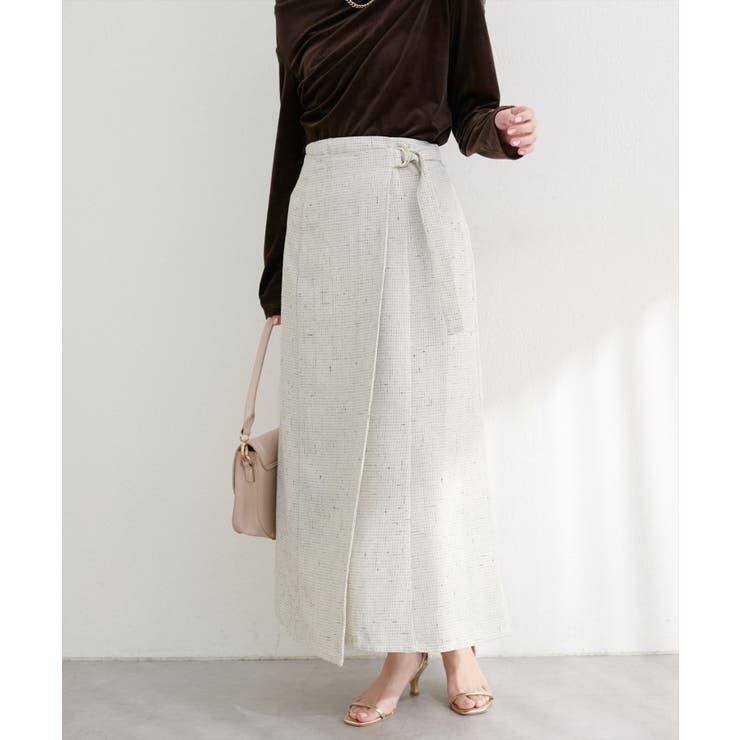 【natural couture】ラップ風ツイードスカート | NICE CLAUP / OLIVE des OLIVE　OUTLET | 詳細画像4 