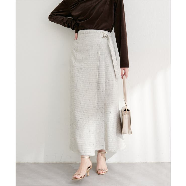 【natural couture】ラップ風ツイードスカート | NICE CLAUP / OLIVE des OLIVE　OUTLET | 詳細画像5 