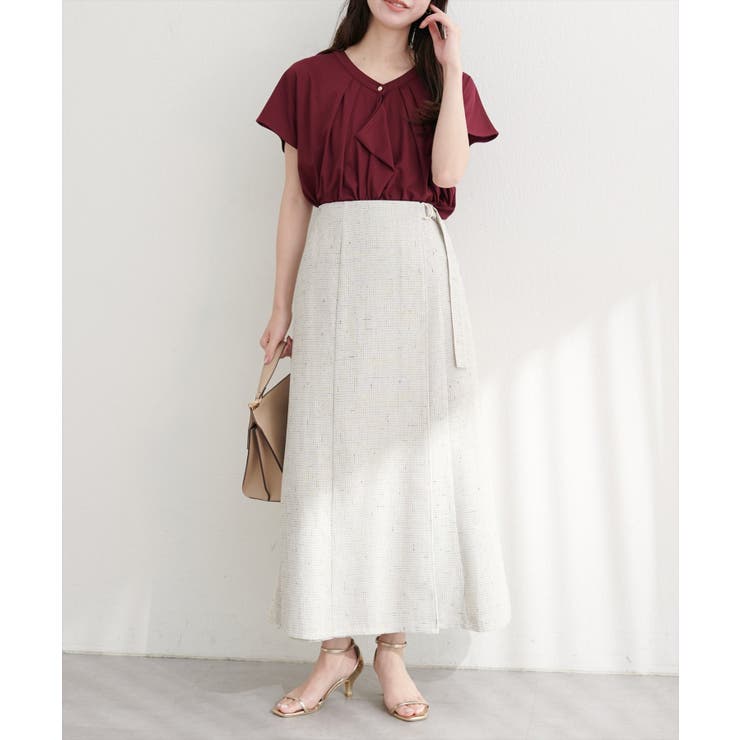 【natural couture】ラップ風ツイードスカート | NICE CLAUP / OLIVE des OLIVE　OUTLET | 詳細画像7 