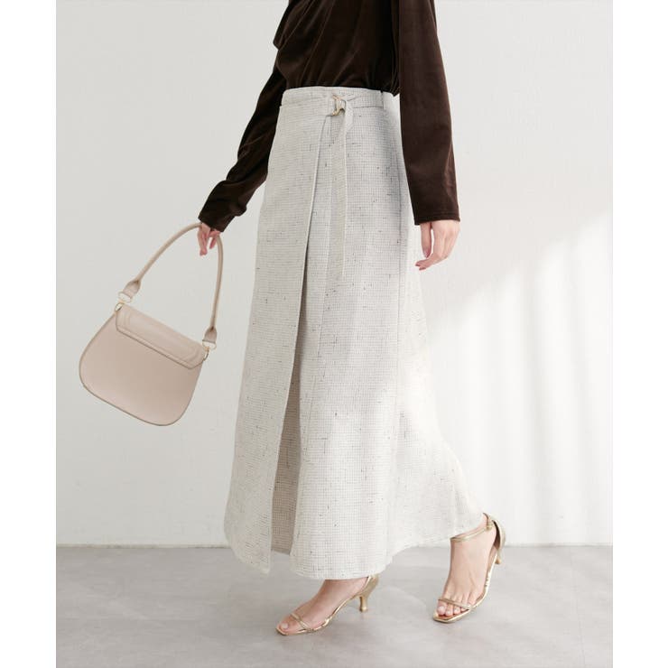 オフ | 【natural couture】ラップ風ツイードスカート | NICE CLAUP / OLIVE des OLIVE　OUTLET
