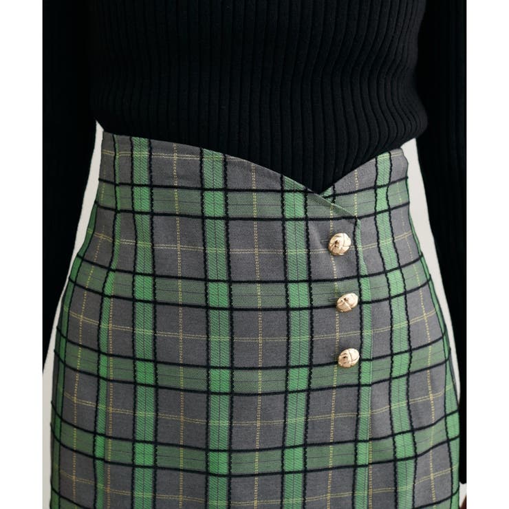 【natural couture】デザイン釦ラップ風チェックスカート | NICE CLAUP / OLIVE des OLIVE　OUTLET | 詳細画像17 