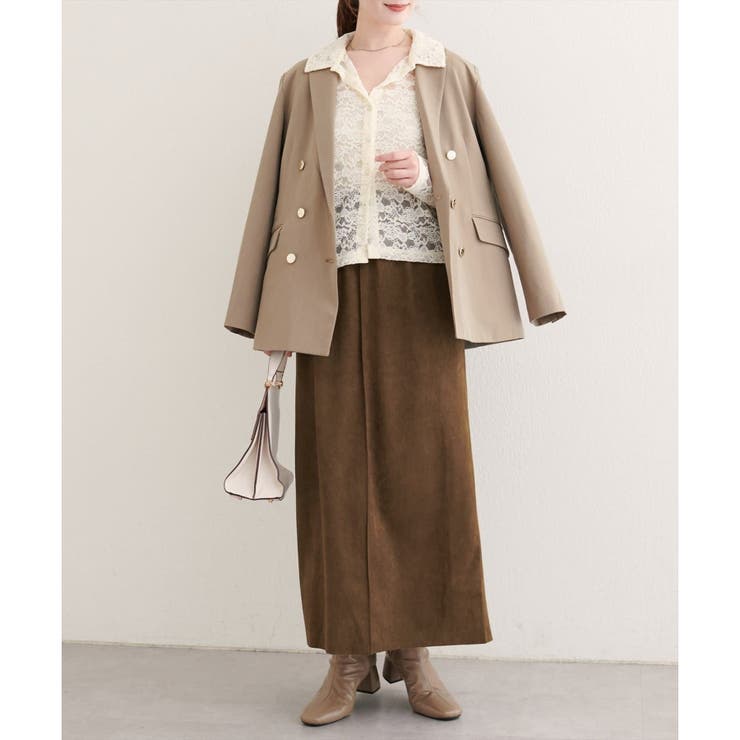 マルチウェイカットロングスカート natural couture】マルチウェイカットスウェードスカート[品番