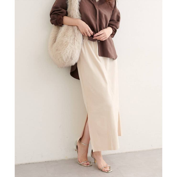 ベージュ | 【natural couture】マルチウェイカットスウェードスカート | NICE CLAUP / OLIVE des OLIVE　OUTLET