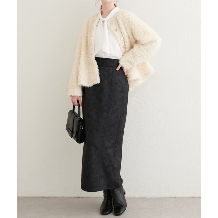 【natural couture】合皮風ポンチスエードタイトスカート | NICE CLAUP / OLIVE des OLIVE　OUTLET | 詳細画像14 