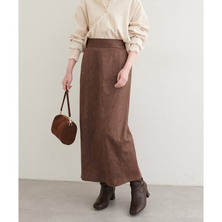 【natural couture】合皮風ポンチスエードタイトスカート | NICE CLAUP / OLIVE des OLIVE　OUTLET | 詳細画像8 