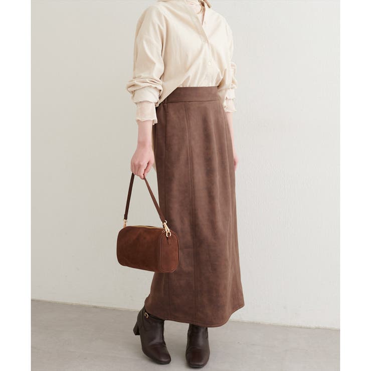 【natural couture】合皮風ポンチスエードタイトスカート | NICE CLAUP / OLIVE des OLIVE　OUTLET | 詳細画像1 