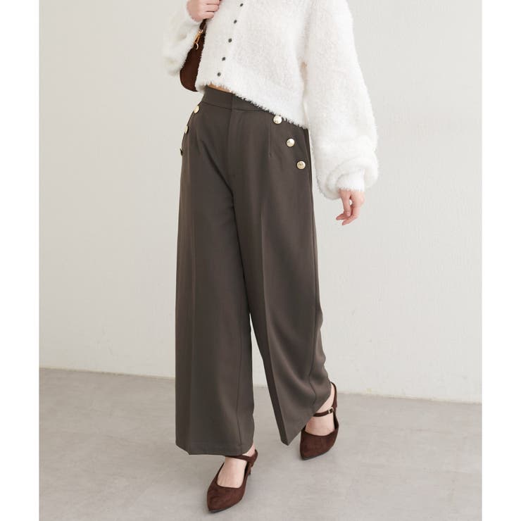 ブラウン | 【natural couture】サイドボタンパンツ | NICE CLAUP / OLIVE des OLIVE　OUTLET