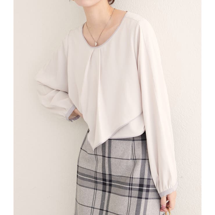 アイボリー | 【natural couture】アシメパイピングボウタイブラウス | NICE CLAUP / OLIVE des OLIVE　OUTLET