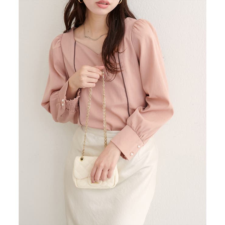 【natural couture】ハートネックパイピング配色ブラウス | NICE CLAUP / OLIVE des OLIVE　OUTLET | 詳細画像9 