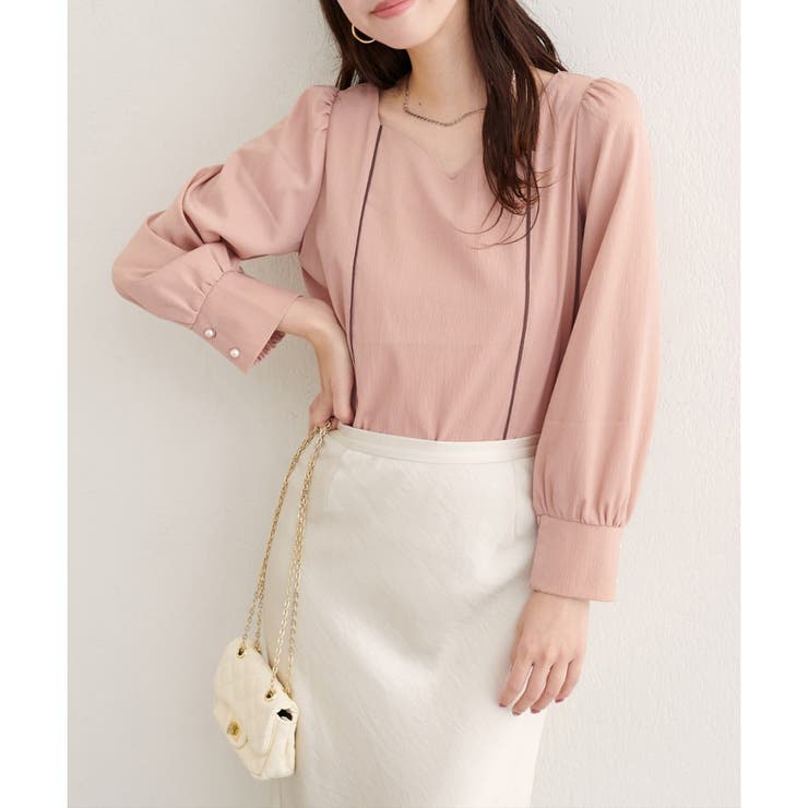 【natural couture】ハートネックパイピング配色ブラウス | NICE CLAUP / OLIVE des OLIVE　OUTLET | 詳細画像10 