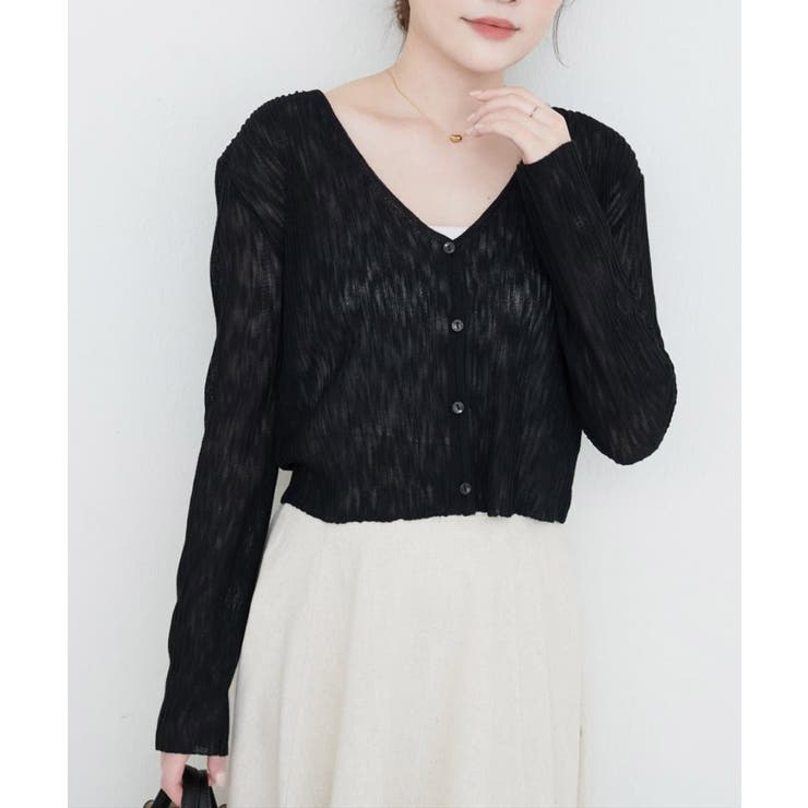 針抜きリブVネックシアーCD | NICE CLAUP / OLIVE des OLIVE　OUTLET | 詳細画像2 