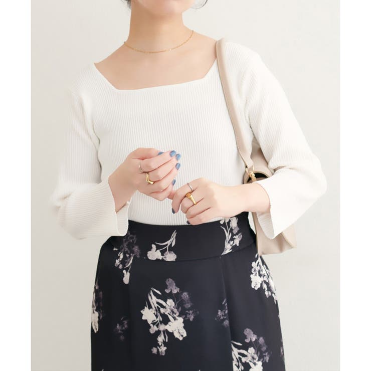 【natural couture】前後２WAY7分袖リブニット | NICE CLAUP / OLIVE des OLIVE　OUTLET | 詳細画像2 