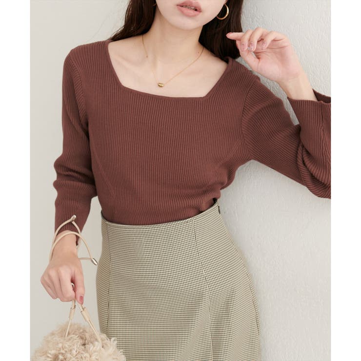 ボルドー | 【natural couture】前後２WAY7分袖リブニット | NICE CLAUP / OLIVE des OLIVE　OUTLET