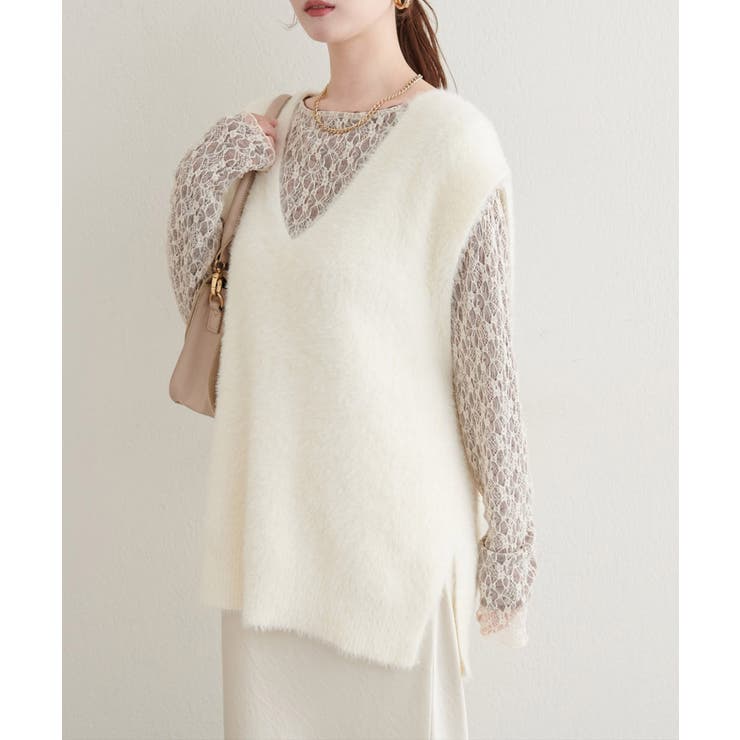 【natural couture】フェザーヤーンニットベスト | NICE CLAUP / OLIVE des OLIVE　OUTLET | 詳細画像5 