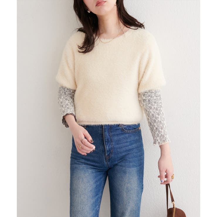 【natural couture】フェザーヤーン半袖ニットプルオーバー | NICE CLAUP / OLIVE des OLIVE　OUTLET | 詳細画像23 