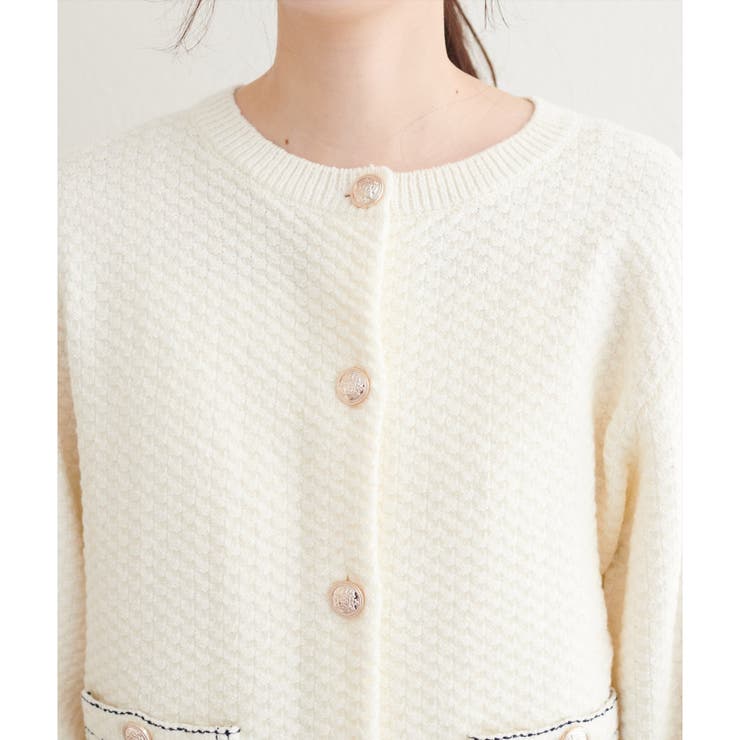 【natural couture】配色ステッチ入りニットジャケット | NICE CLAUP / OLIVE des OLIVE　OUTLET | 詳細画像19 