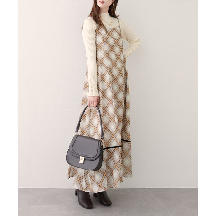 ブラウン | 【natural couture】ベロア切り替えキャミワンピース | NICE CLAUP / OLIVE des OLIVE　OUTLET