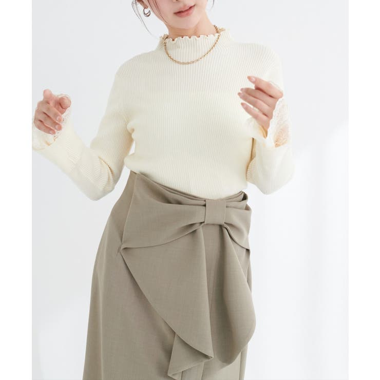 【natural couture】袖口レースもちもちリブタートル | NICE CLAUP / OLIVE des OLIVE　OUTLET | 詳細画像5 