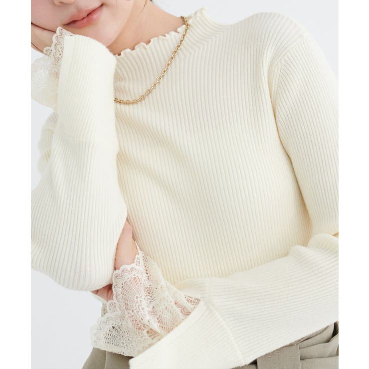 オフ | 【natural couture】袖口レースもちもちリブタートル | NICE CLAUP / OLIVE des OLIVE　OUTLET