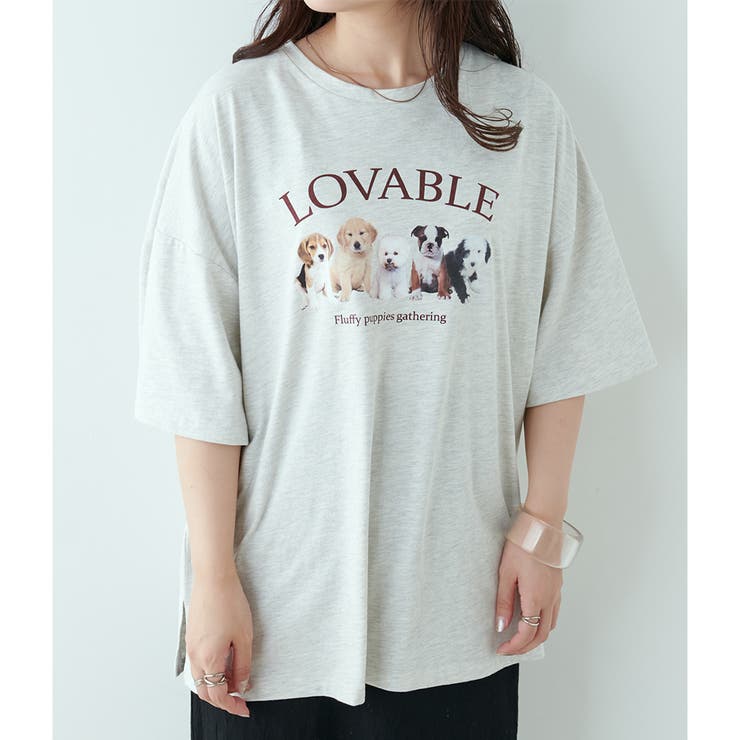 子犬プリントTシャツ