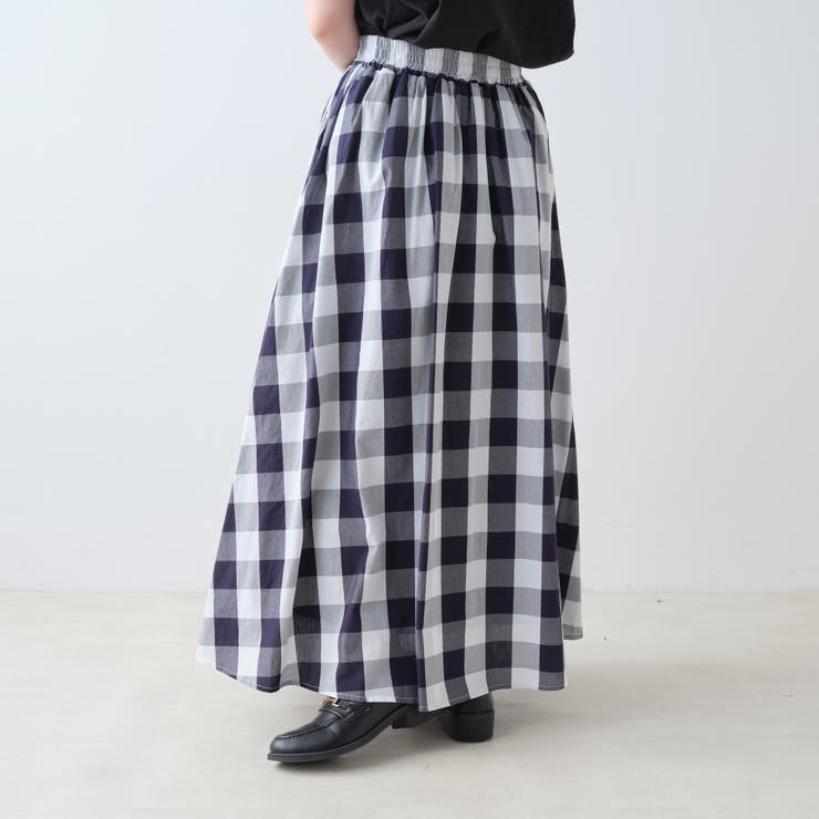 ネストローブ　リネン　ギンガム チェック　ギャザースカート NEW IN】ギンガムチェックシリーズ | ONLINE SHOP | nest Robe