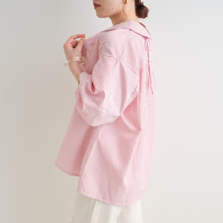 【美品】 N゜21 ビジュー装飾 ストライプ シャツ バックレース イタリア製 美品】 N゜21 ビジュー装飾 ストライプ シャツ バックレース