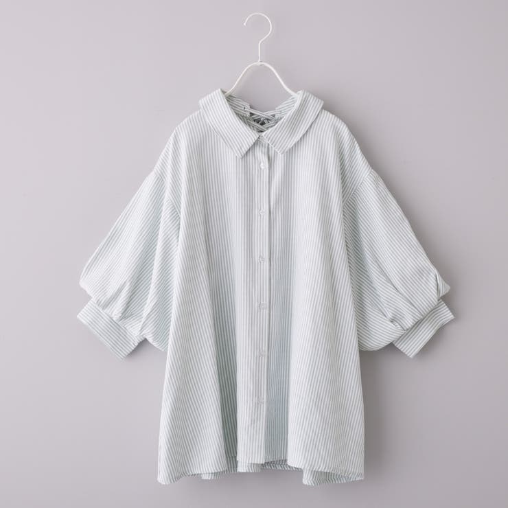 バックレースアップストライプシャツ[品番：NCLW0009864]｜NICE