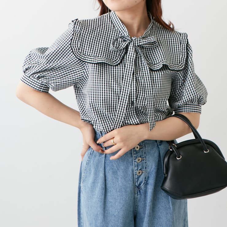 セーラー衿ボウタイブラウス[品番：NCLW0010518]｜NICE CLAUP / OLIVE