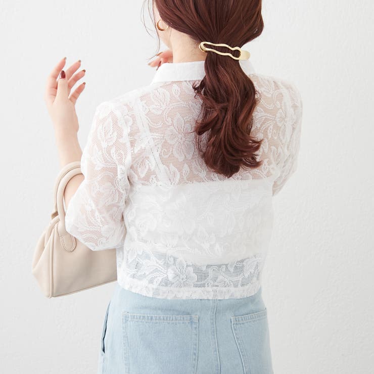 レースショートブラウス[品番：NCLW0010376]｜NICE CLAUP / OLIVE des