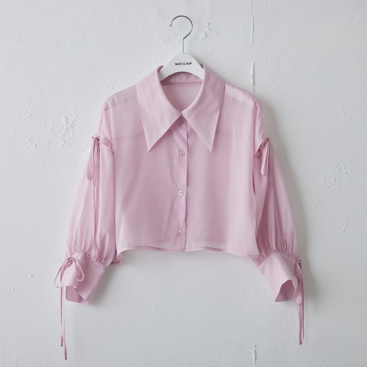 袖リボンシアーシャツ[品番：NCLW0010609]｜NICE CLAUP / OLIVE des
