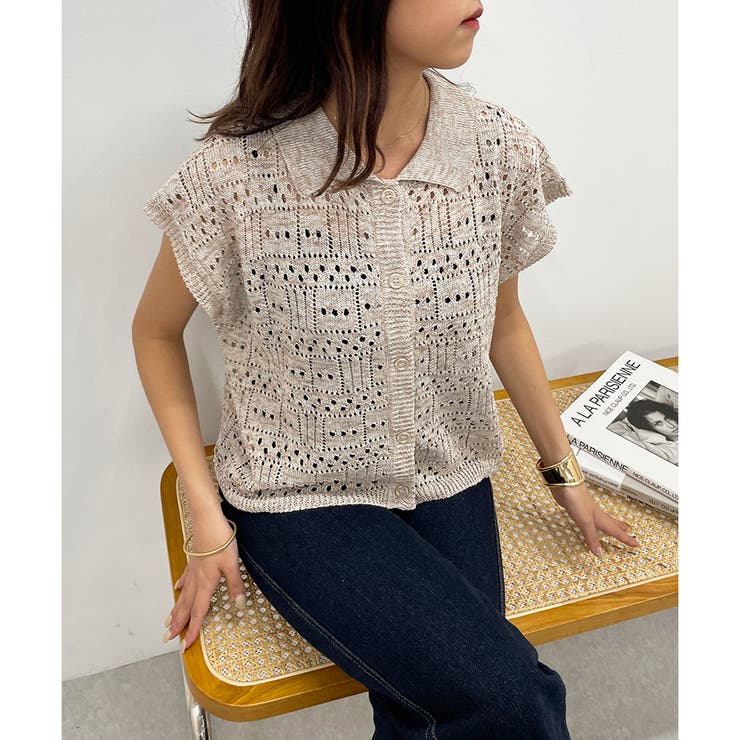 ラメ入りコットンリネンポロニット | NICE CLAUP / OLIVE des OLIVE　OUTLET | 詳細画像6 