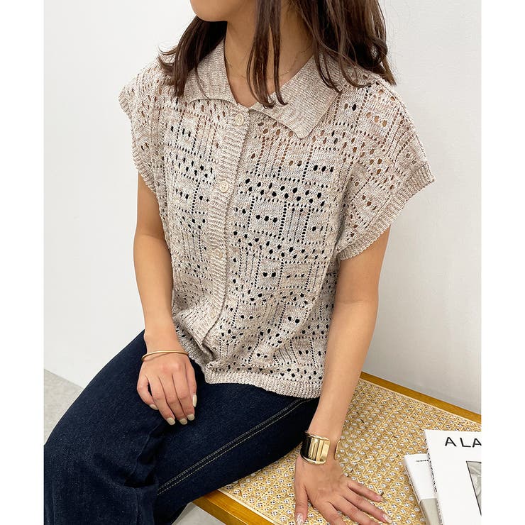 ラメ入りコットンリネンポロニット | NICE CLAUP / OLIVE des OLIVE　OUTLET | 詳細画像8 