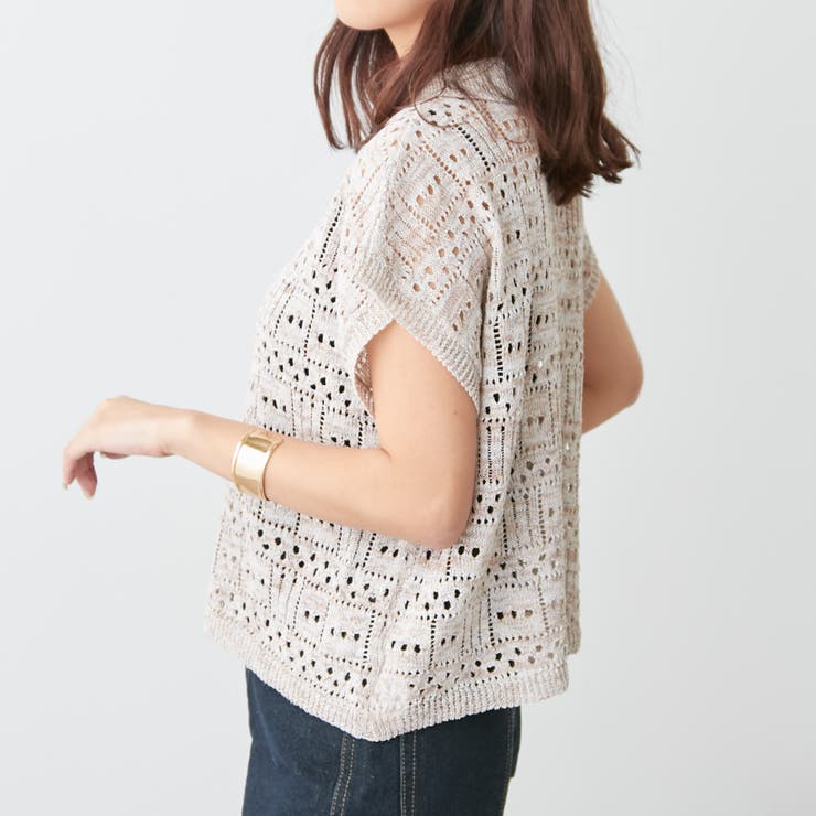 ラメ入りコットンリネンポロニット | NICE CLAUP / OLIVE des OLIVE　OUTLET | 詳細画像12 
