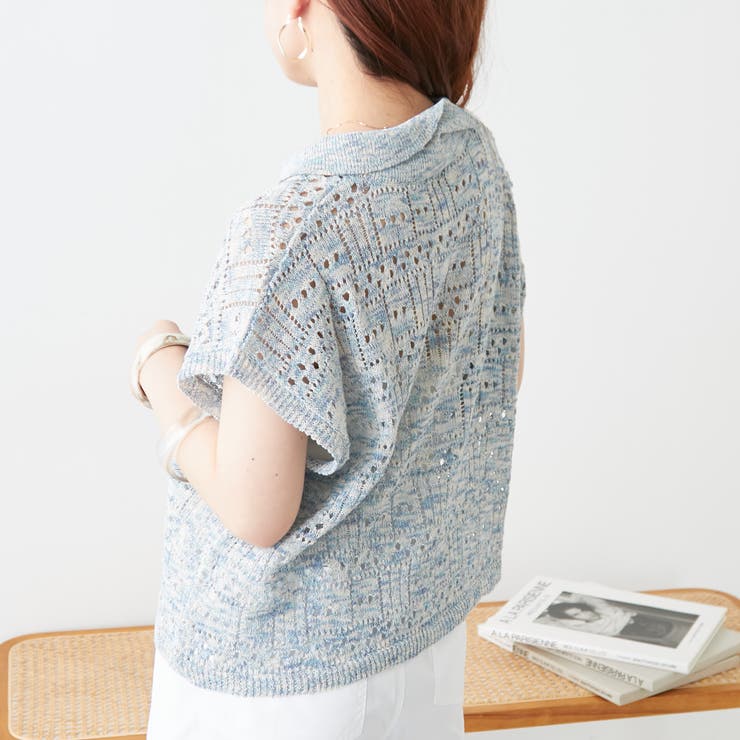 ラメ入りコットンリネンポロニット | NICE CLAUP / OLIVE des OLIVE　OUTLET | 詳細画像22 